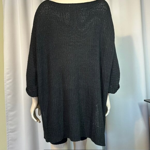 Easel Black Half Sleeve Round Neck Loose Knit Sweater size Large - Picture 3 of 7